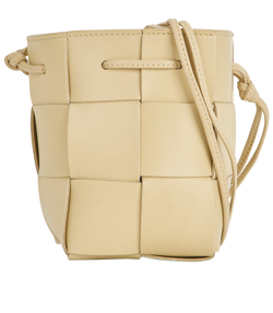 Mini Cassette Bucket Bag, Leather, Beige, NFC, DB, 3*